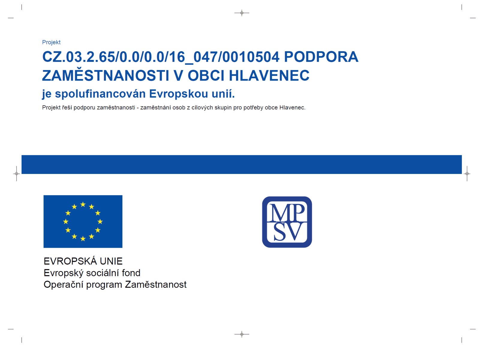 EU dotace - program zaměstnanosti